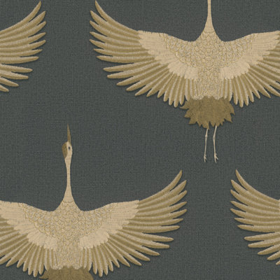 Kumano Pearleascent 3D Embossed Stork Design Wallpaper Roll