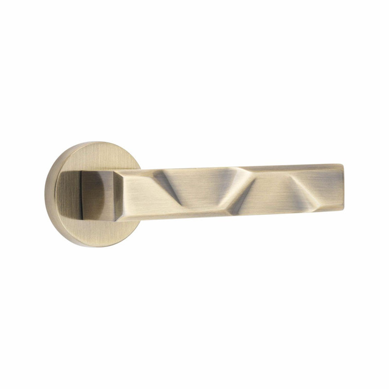 1 Pair Modern Nova Design Premium Door Handles on Round Rose with 3" Ball Bearing Hinges and 2.5" Tubular Latch