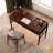Solid Rubberwood Makeup Table, Mid-Century Vanity Desk with 2 Gliding Drawers and Flip-Top Storage Compartment - Walnut