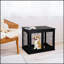 Meuble de caisse pour chien Pawhut, petite table de bout avec cage pour deux côtés, porte verrouillable et design décoratif-1426965458