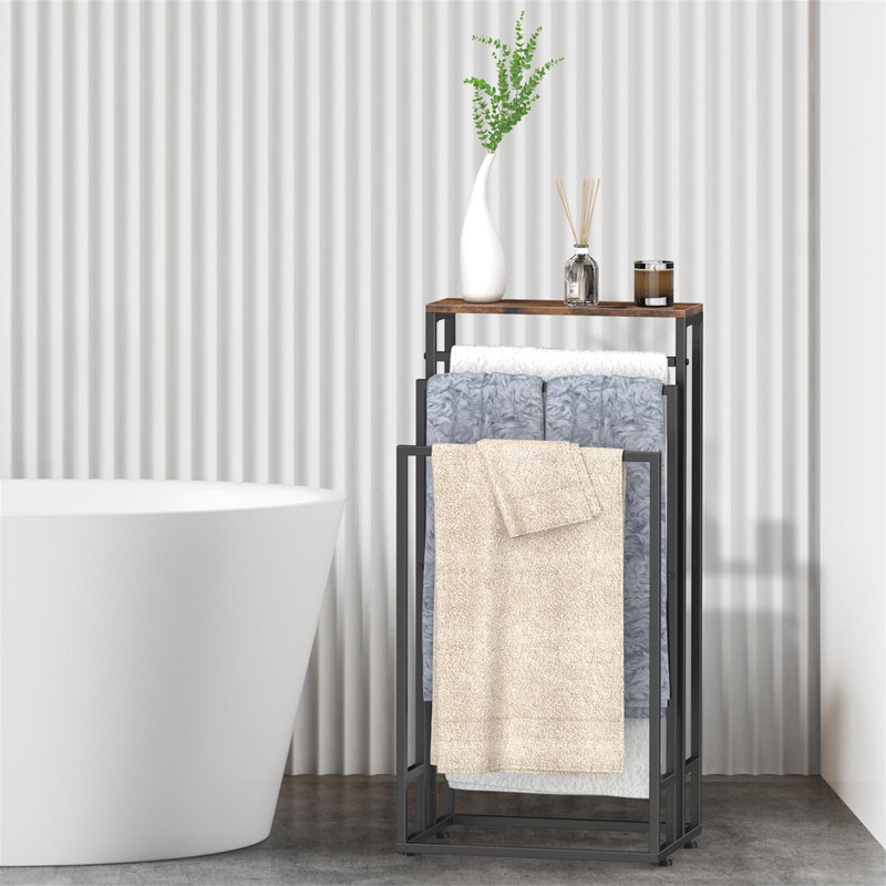 Freestanding Towel Stand, Brown/Black