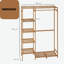 Mynire 6 Tier Clothes Rack Garment Rail Open Bamboo Wardrobe With 4 Shelves Bedroom Furniture