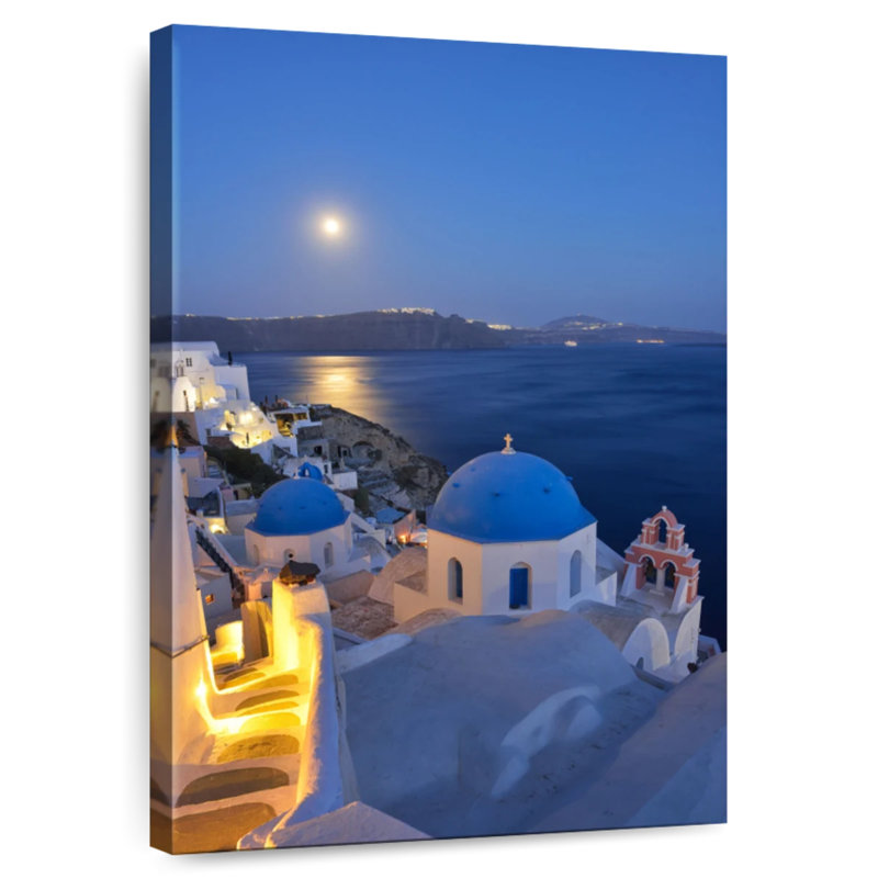 Aime Lune sur la ville d'Oia II, H 30 po x l 20 po