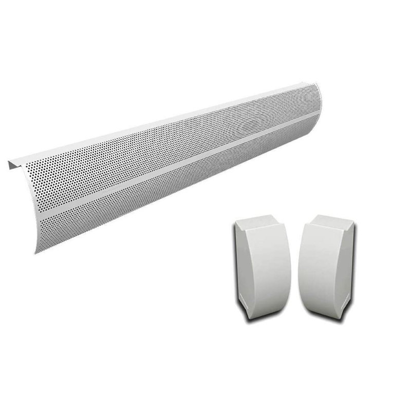 Baseboarders Elliptus Galvanized Steel Easy Slip-on Baseboard Heater Cover Set - White | Heater Cover and Endcaps Included
