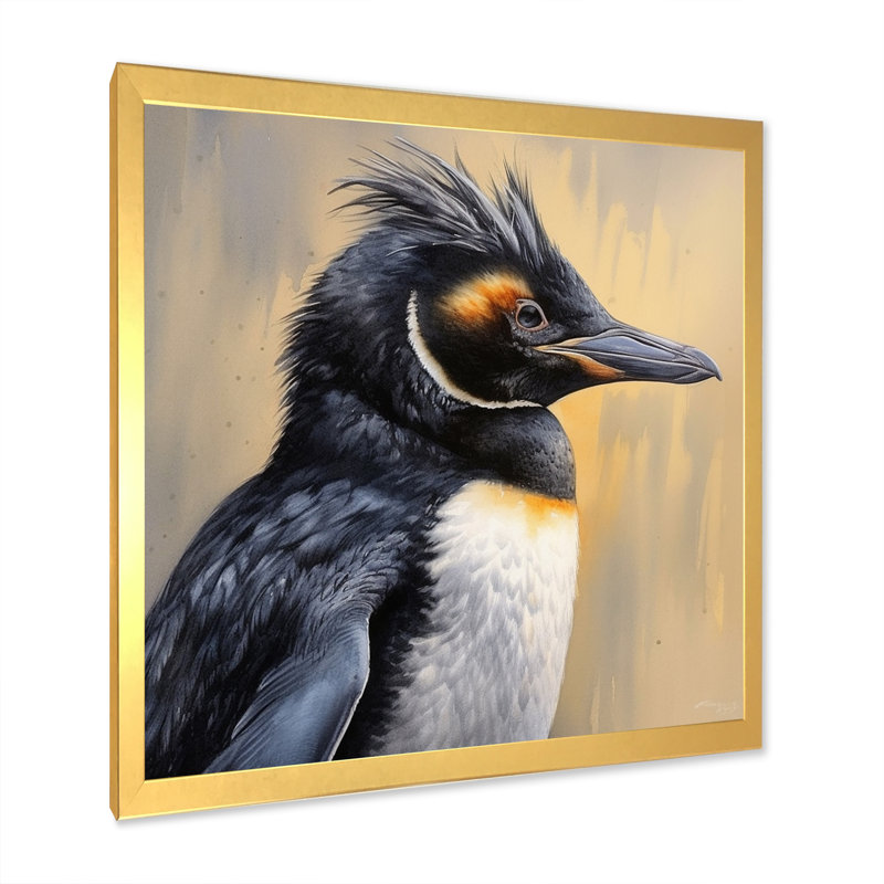 «Graceful Penguins III - Animal Wall Art Living Room», H 24 po x l 24 po x P 1 po, Cadre doré à une seule photo