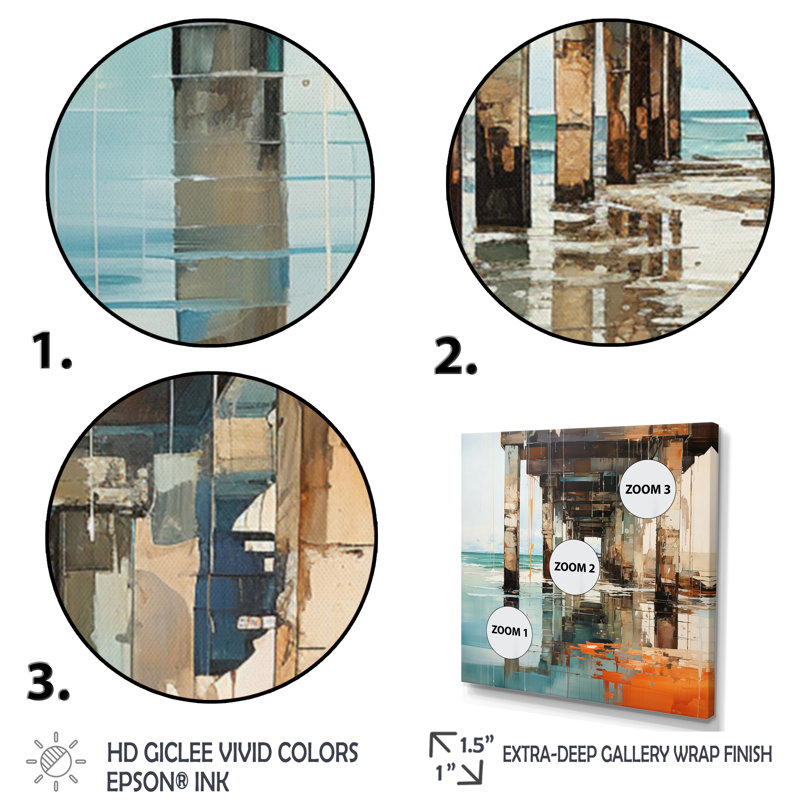 Coastal Pier Perspective II - Nautical & Beach Canvas Prints, Cadre naturel flottant, H 24 po x l 24 po x P 1 po