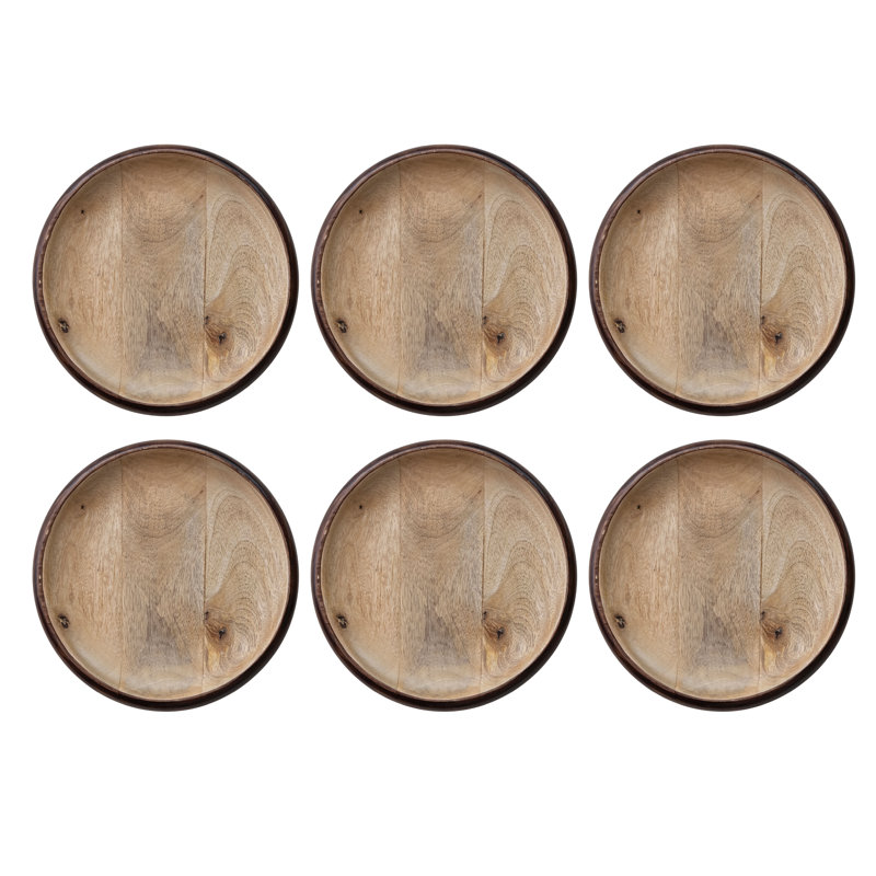 Large Round Mango Wood Dish Set