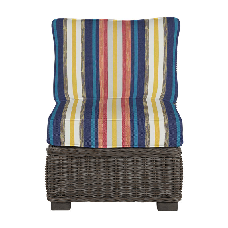 Rustic Woven Sectional Slipper Chair, Welt, Black Walnut, Herringbone Sand