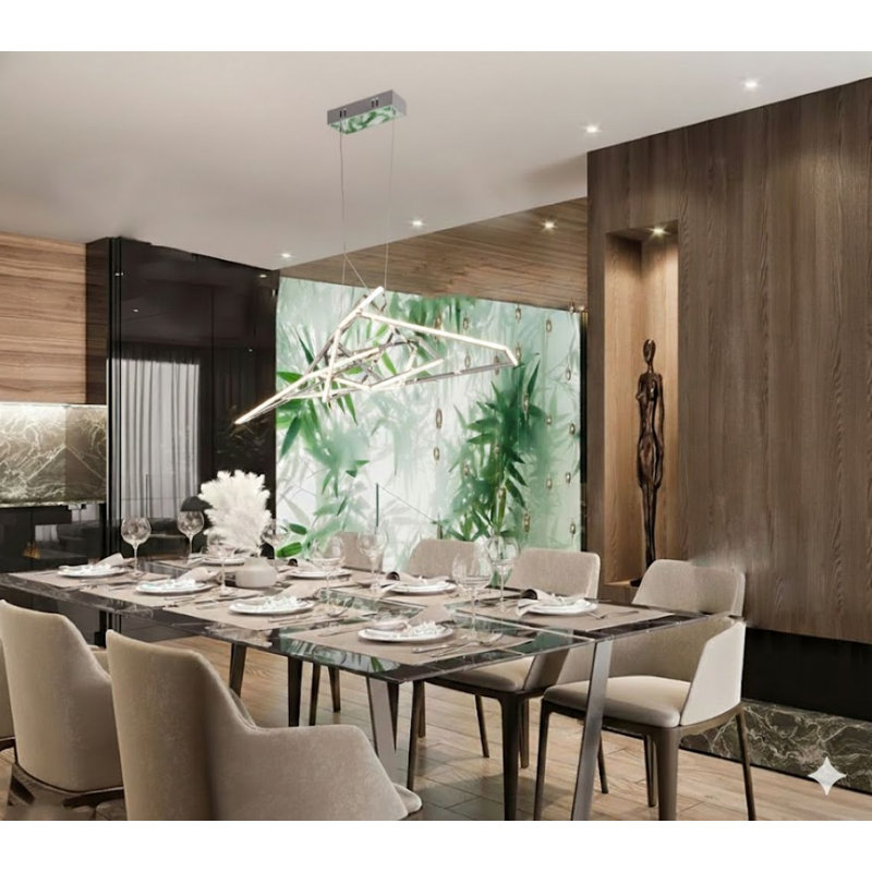 Lustre 25 lumières à DEL en acier inoxydable chromé avec diffuseurs en acrylique blanc, Nickel brillant