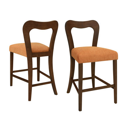 Tabourets de comptoir en noyer et 2, en bois d'hévéa de haute qualité, pieds, dossier légèrement incurvé pour une assise ergonomique, décor moderne sans accoudoirs, fabrication en bois d'hévéa, siège luxueux, soutien