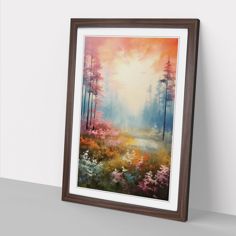 Single Picture Frame Print on Wood, Walnut Framed, 64cm H x 46cm W