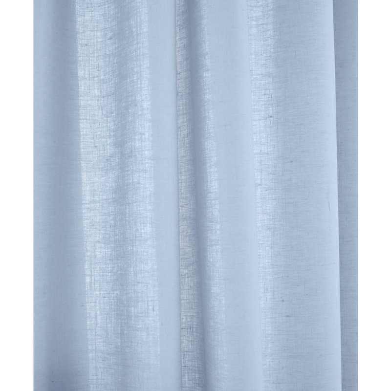 Linen Curtain with Rod Pocket, 52" W x 84" L, Sky Blue