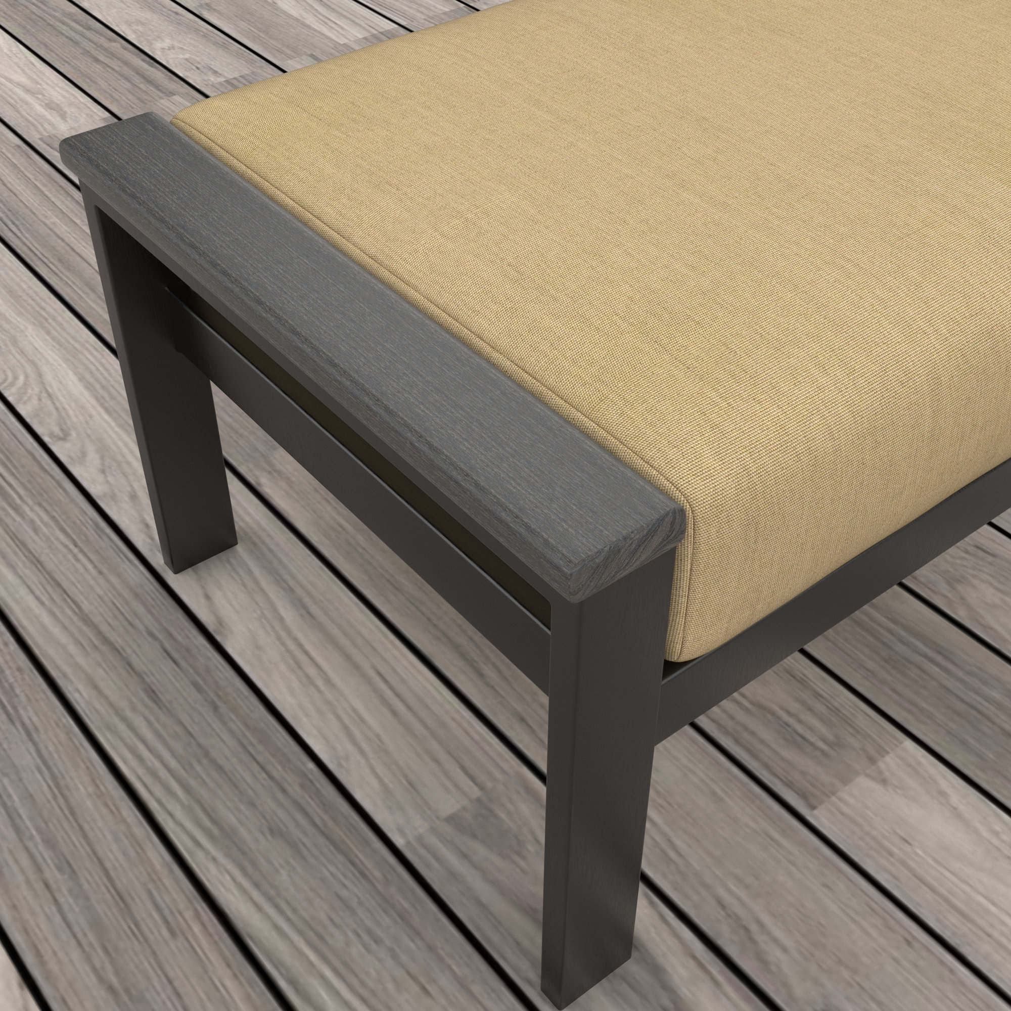 Townsend Outdoor Ottoman with Sunbrella Cushions, Canvas Heather Beige