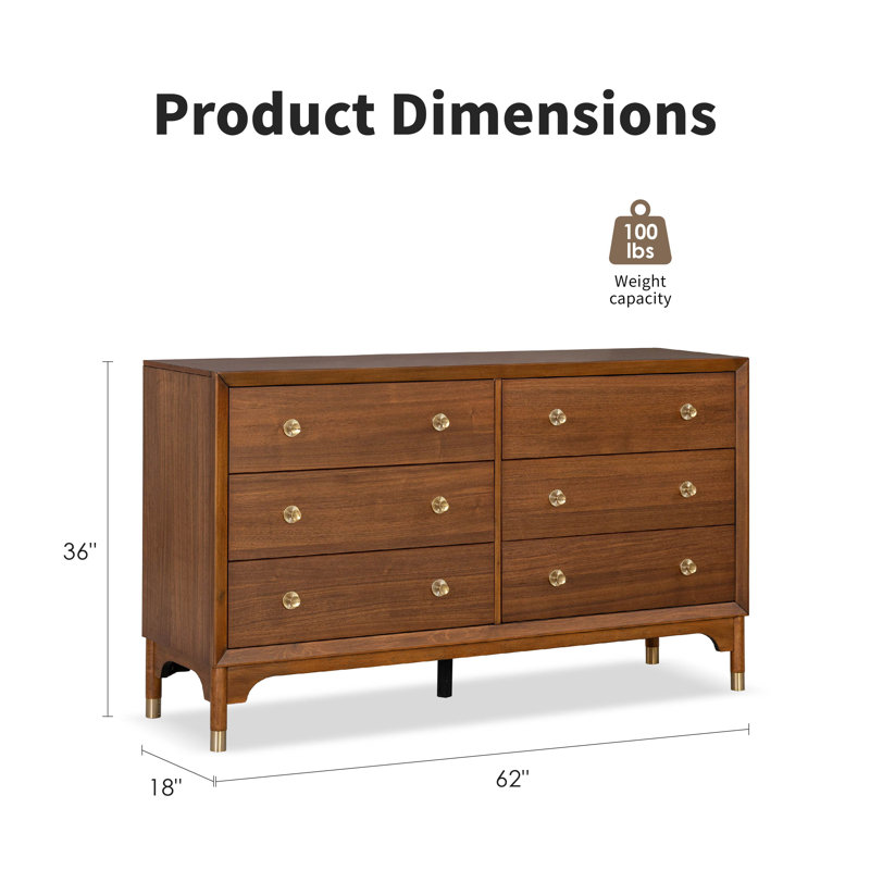 Oberlander 6 Drawer Dresser With Metal Ball Bearing Glides