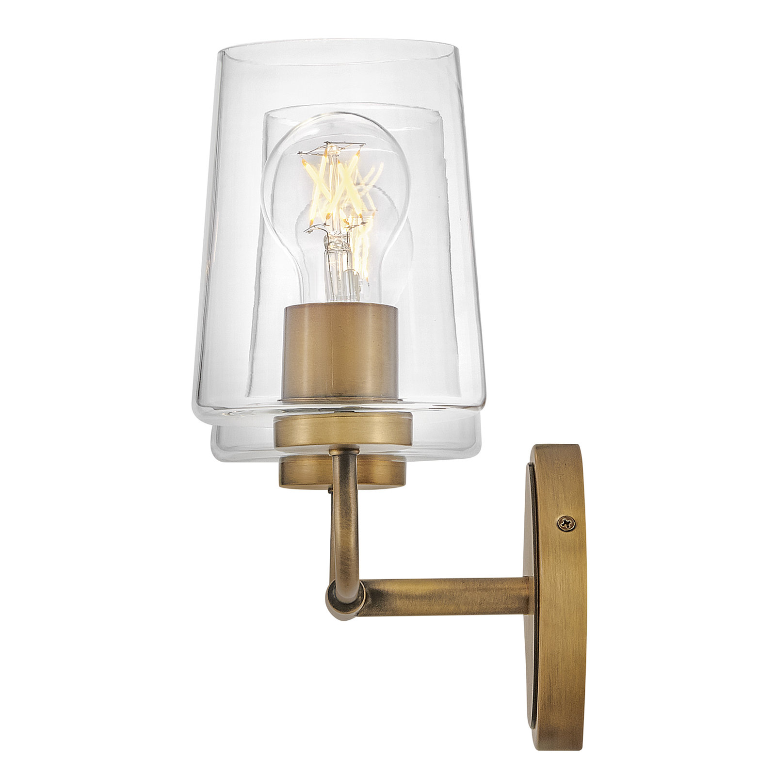 Viva 2 Light Transparent Dimmable Vanity Light, Heritage Brass
