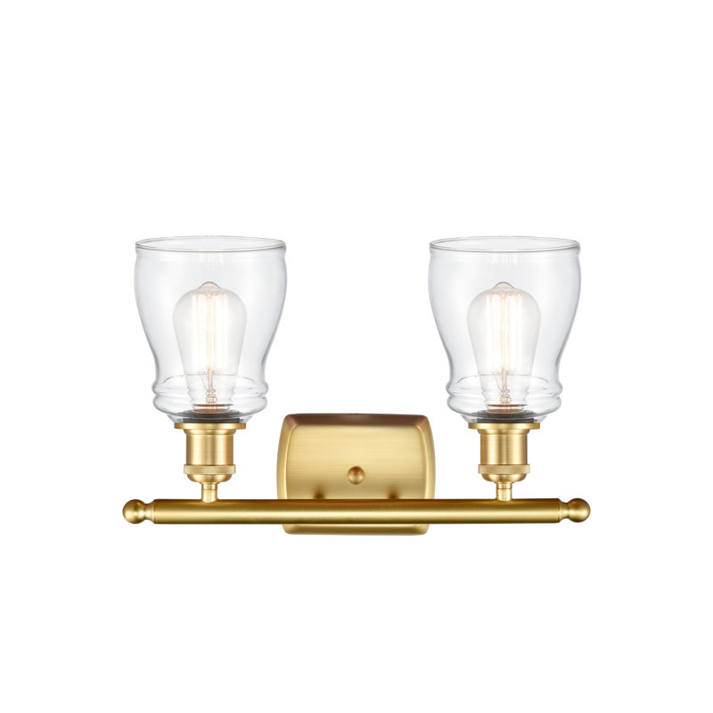 Mccarver 2 - Light Dimmable Vanity Light, 60 Watt Vintage Incandescent Bulb, Clear, Satin Gold