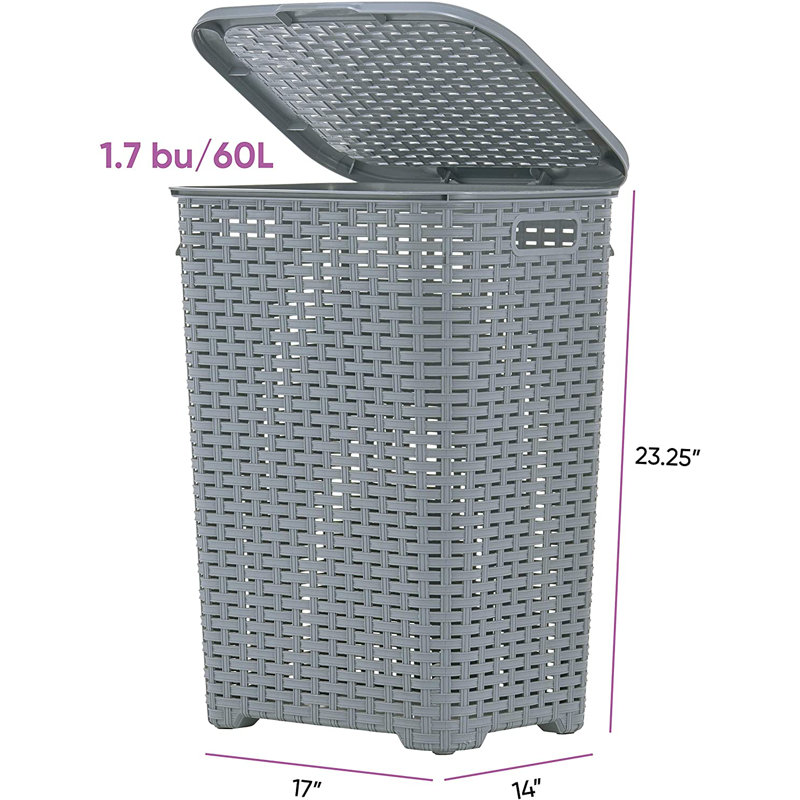 Wicker 2 Piece Laundry Set, Gray