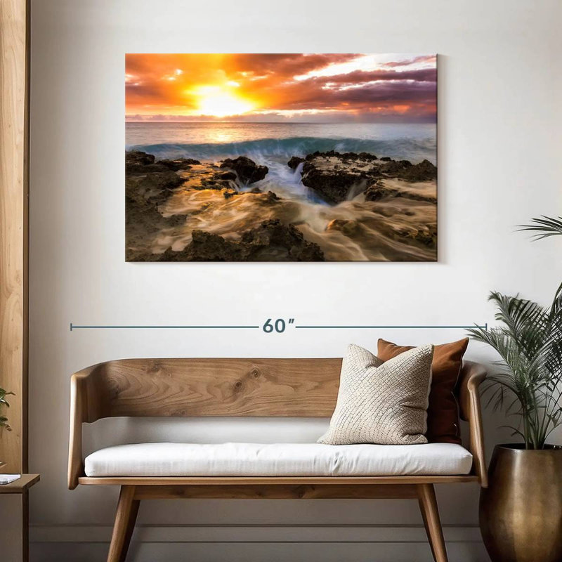 Gillard Beach au coucher du soleil, H 30 po x l 45 po