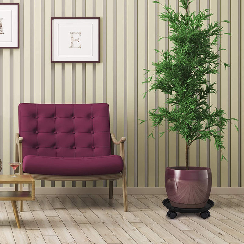 Support de plante rond 3 pièces, Noir