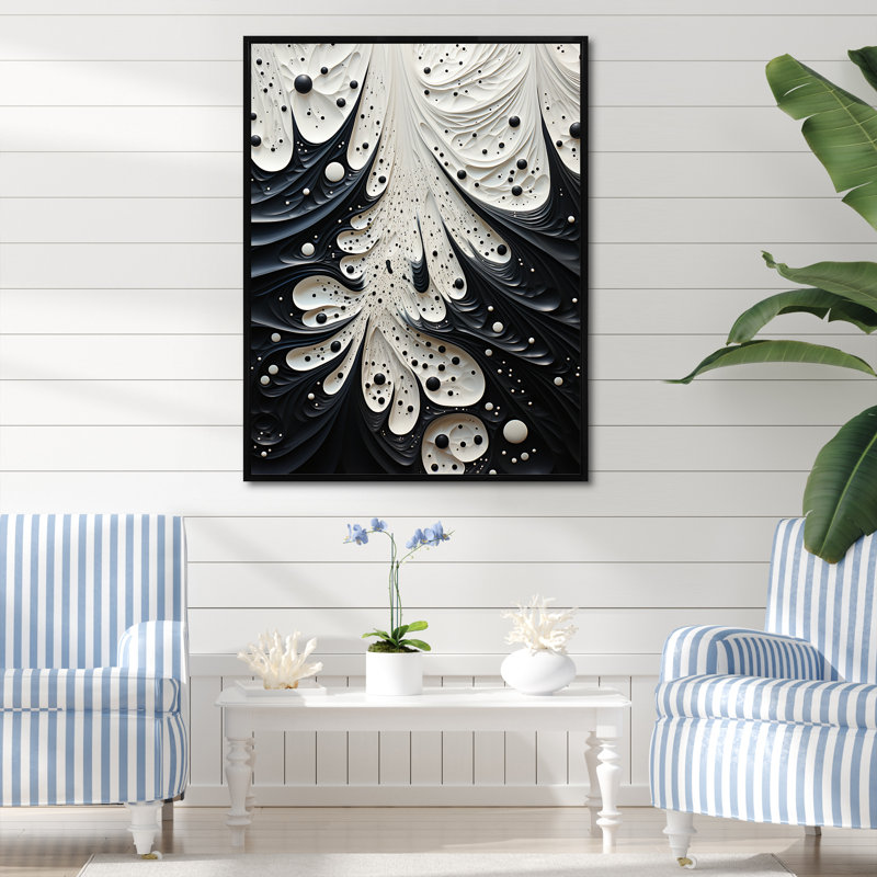 Minimalisme Stingray, peinture en noir et blanc - impressions d'art mural Stingray, Cadre flottant noir