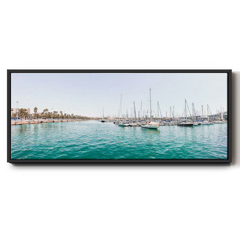 Marina de Barcelone - toile encadrée, H 20 po x l 50 po