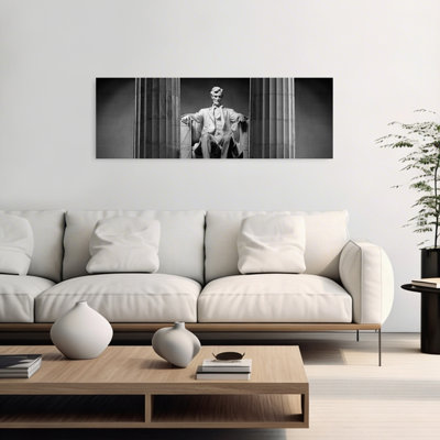 Statue of Abraham Lincoln in a memorial Lincoln Memorial Washington DC USA 1 Piece Wrapped Canvas Panoramic Wall Art