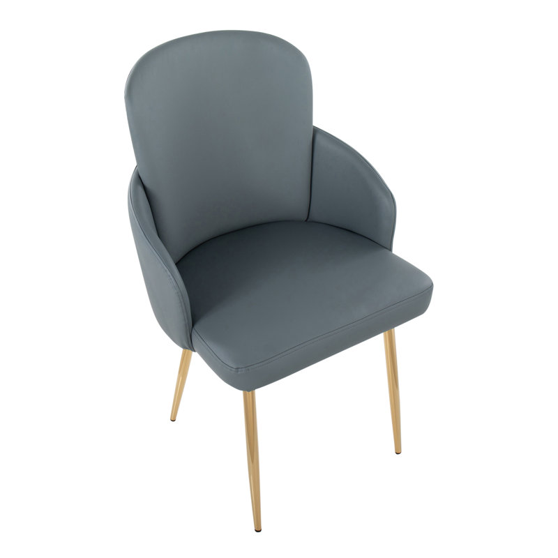 Chaise avec accoudoirs rembourrée Jaquavia, gris, Or