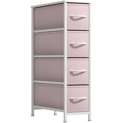 Sorbus 4 Drawers Narrow Dresser with Steel Frame, Wood Top & Fabric Bins