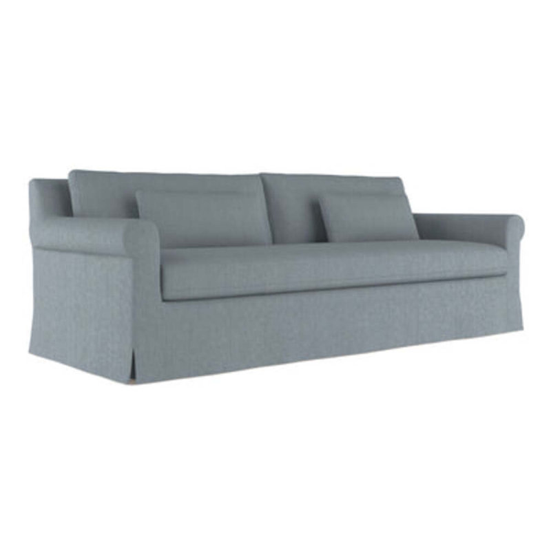 Canapé à accoudoirs arrondis Ludlow, H 34 po x l 96 po x P 38 po, Naturel, Lin à tissage carré brume