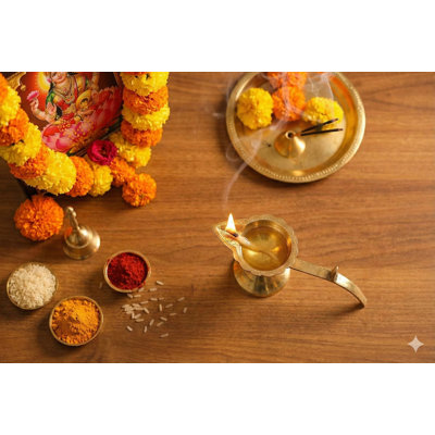 Lampe à huile 5 pouces en laiton Aarti, mèche simple pour décor rituel et autel