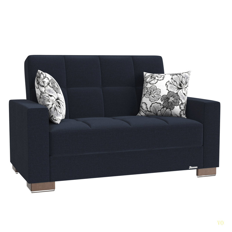 Causeuse rembourrée en bois avec rangement Collection, Bleu très foncé