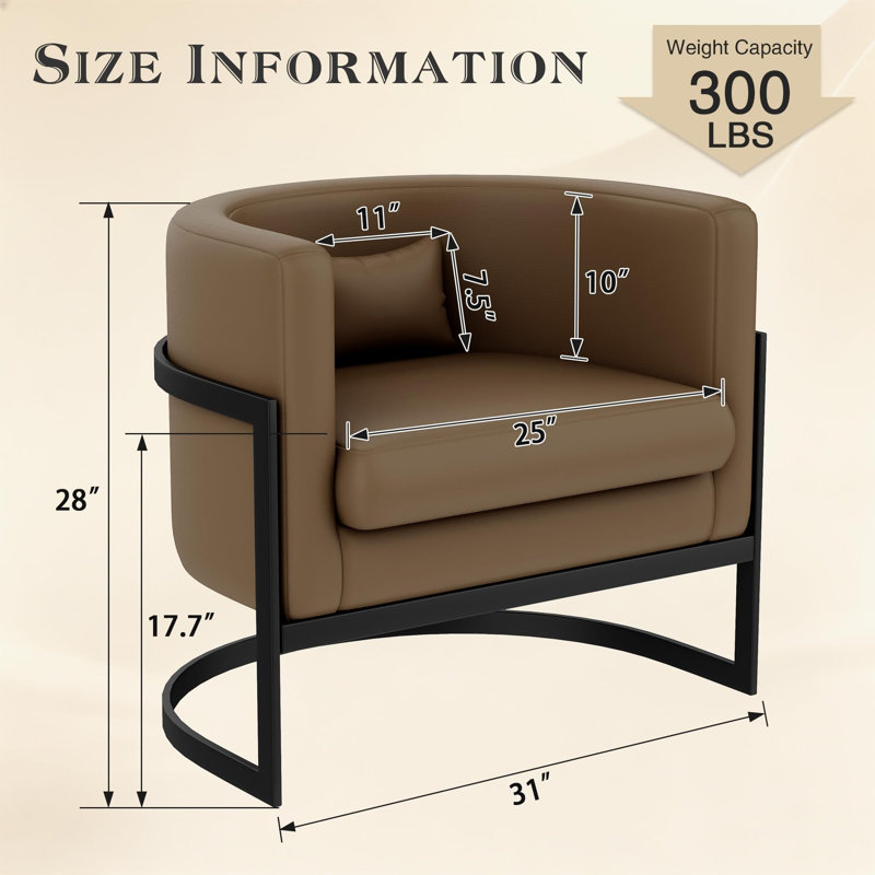 Fauteuil moderne en forme de tonneau, Brun