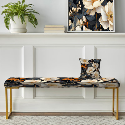 Banc floral rembourré or