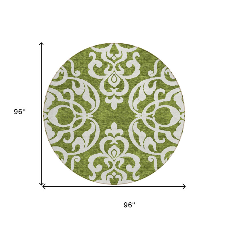 Tapis rond lavable intérieur / extérieur vert 8 pi