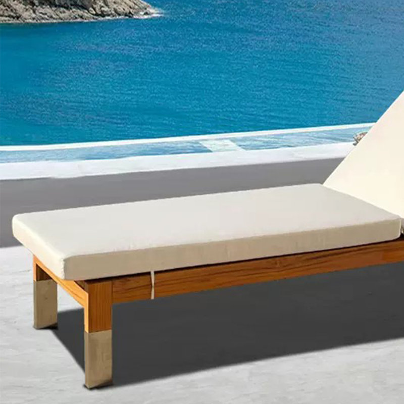 Outdoor Beach Pool Beach Solid Wood Lounge Chairs Outdoor Teak Wood Chaise Lounge , Cushion Included