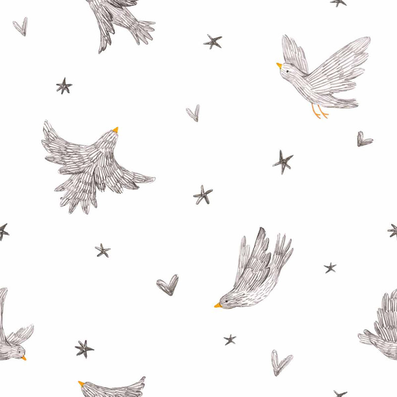 Panneau de papier peint adhésif oiseaux, L 126 po x l 24 po