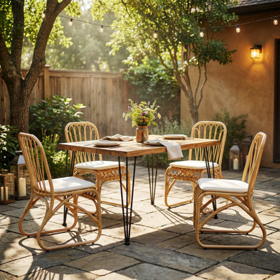 Ensemble de salle à manger d'extérieur 5 pièces, table de salle à manger avec quatre chaises pour patio, terrasse, cour arrière, porche