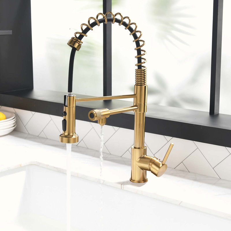HOOSENG Pull Down Touch Kitchen Faucet, Gold