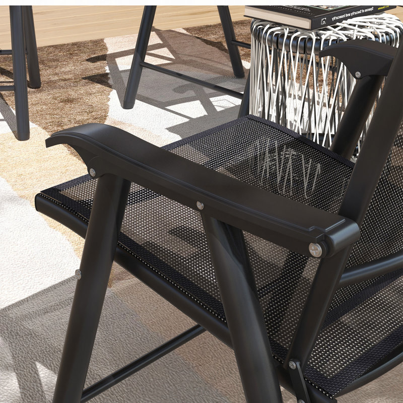 Ensemble de 4 chaises de patio pliantes, chaises de patio extensibles empilables avec accoudoirs pour la pelouse, le camping, la salle à manger, la plage, la structure en métal, sans assemblage
