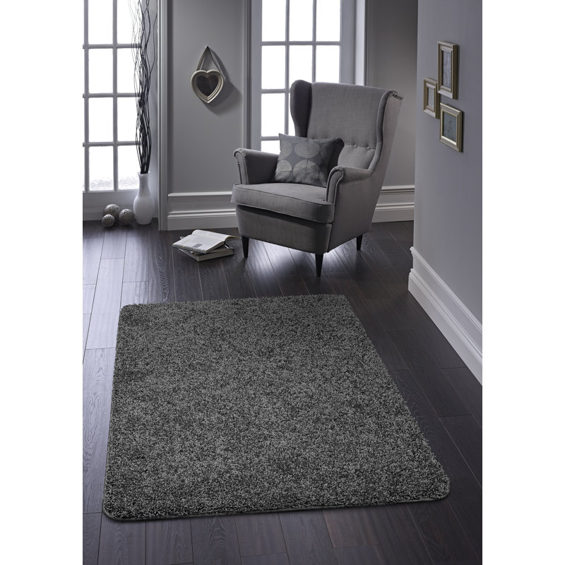 Buddy Shaggy Charcoal Rug, Rectangle 100 x 150cm