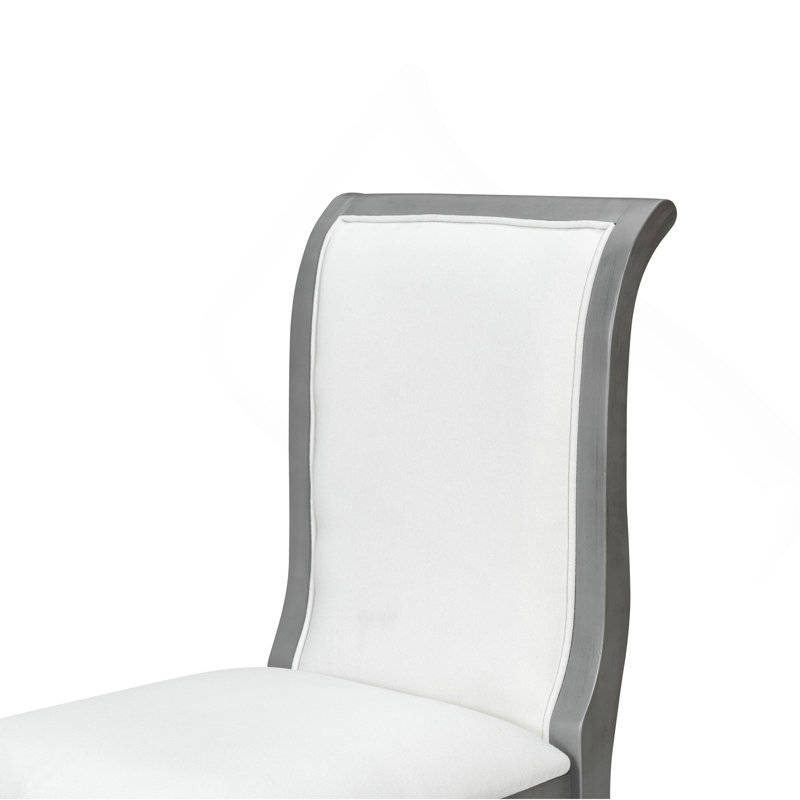 Finish Upholstered Dining Chairs Set Of 2 - Traditional Elegant Fabric Side Chairs With Curved Lines, Solid Hardwood Frame