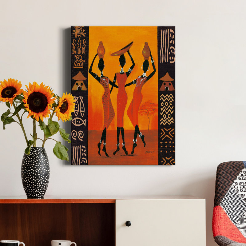 «Three Gatherers», impression sur toile tendue, H 27 po x l 18 po x P 1 po