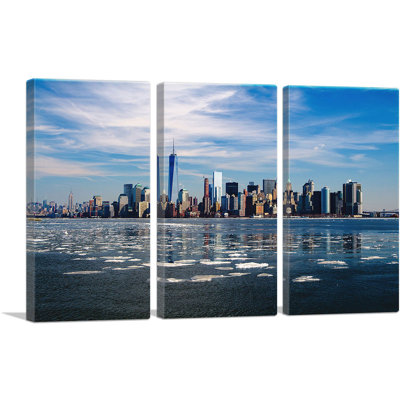 New York Winter Skyline - 3 Piece Wrapped Canvas Print