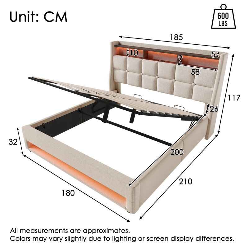 Bed, Beige, Super King (6')