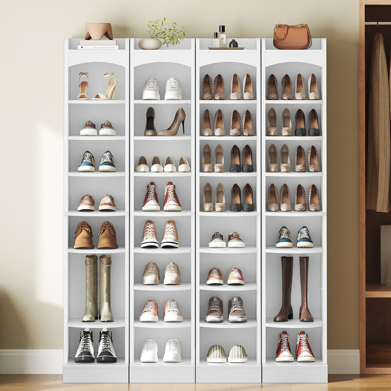 Armoire à chaussures à 9 niveaux avec tablettes ouvertes amovibles, White