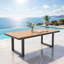 Table de salle à manger rectangulaire extérieure avec trou pour parasol