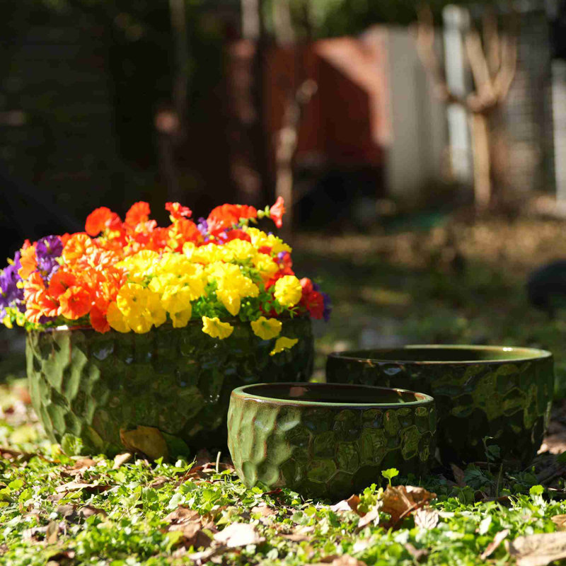 High quality ceramic flowerpot, Antique Green