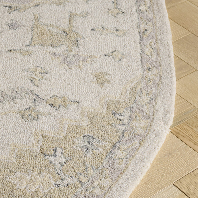 Barden Hand Tufted Oriental Area Rug, Round 7'