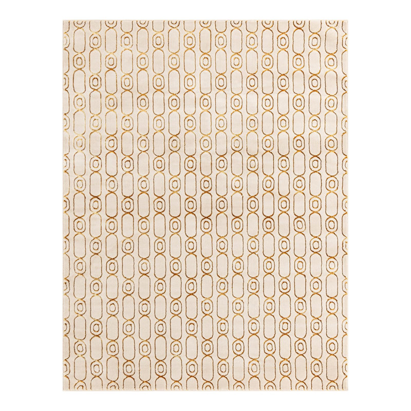 Tapis noir et doré Latitude Run® Colonne Nikica, Rectangle 7 pi 10 po x 10 pi