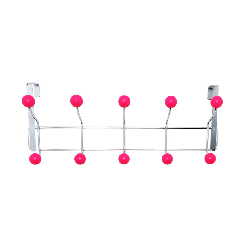 Buckingham Over-the-Door 10-Hook Chrome Hanger with Pink Ball Ends 